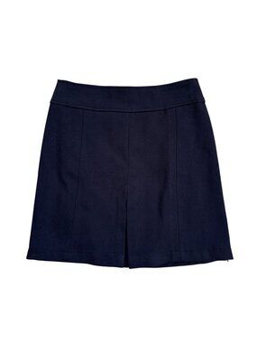Loft Navy Textured Skirt With Front Pleat Size 0 EUC